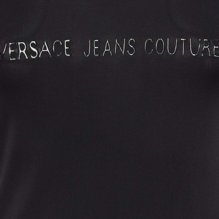 Pre Owned Versace Jeans Couture Black Printed Jersey Top M