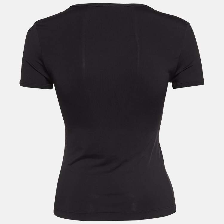 Pre Owned Versace Jeans Couture Black Printed Jersey Top M