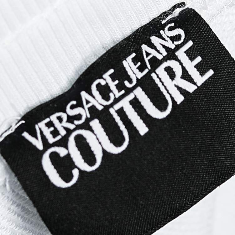 مملوكة مسبقًا Versace Jeans White Logo Printed Cotton Joggers M