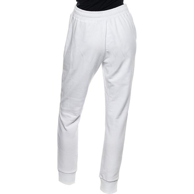 مملوكة مسبقًا Versace Jeans White Logo Printed Cotton Joggers M
