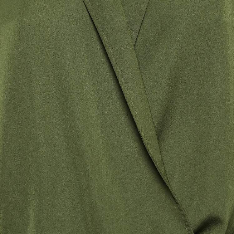 Pre Owned Versace Jeans Green Crepe Long Sleeve Jumpsuit S