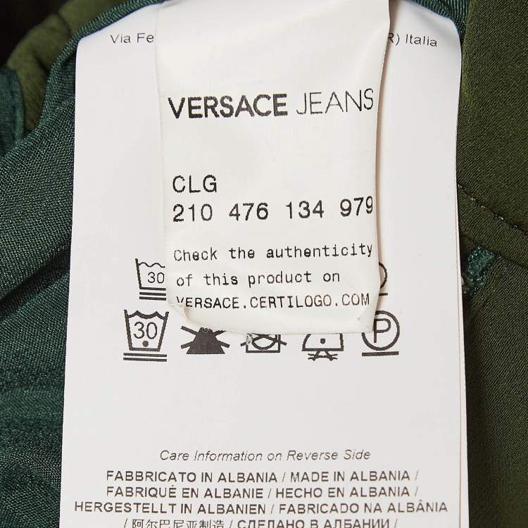 Pre Owned Versace Jeans Green Crepe Long Sleeve Jumpsuit S