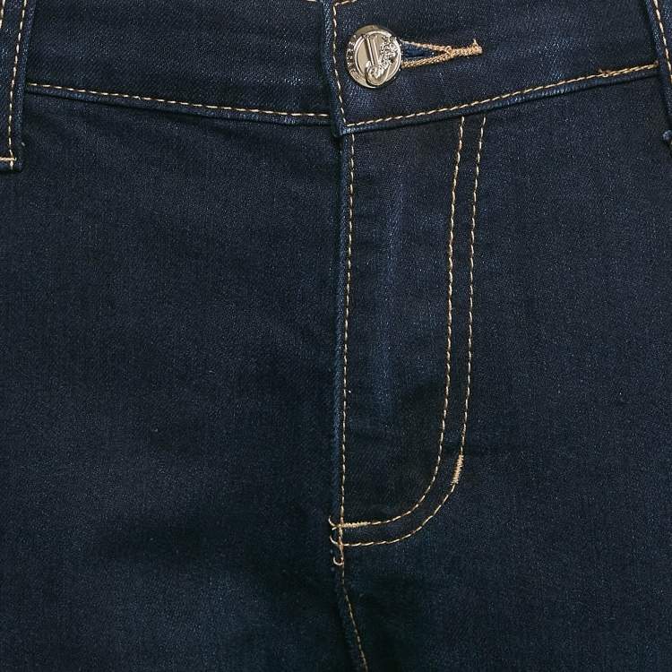 Pre Owned Versace Jeans Dark Blue Denim Stud Detail Jeans Waist 32"