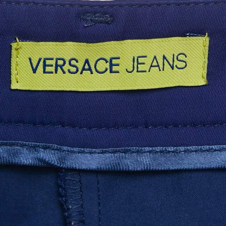 Pre Owned Versace Jeans Blue Stretch Cotton Skinny Pants M