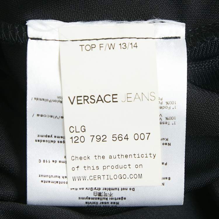 Pre Owned Versace Jeans Black Studded Jersey Long Sleeve Top XL