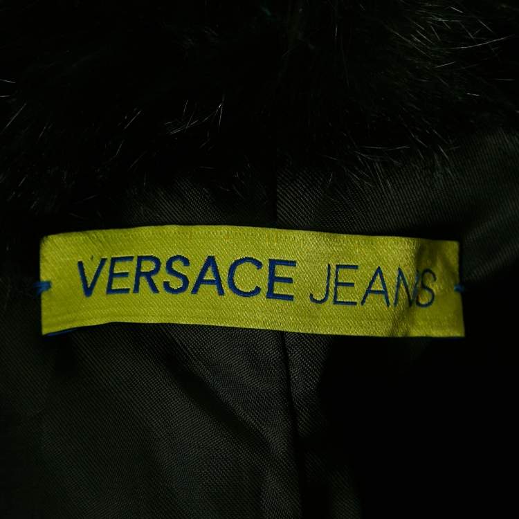 Pre Owned Versace Jeans Black Fur Coat S