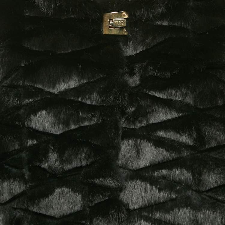 Pre Owned Versace Jeans Black Fur Coat S