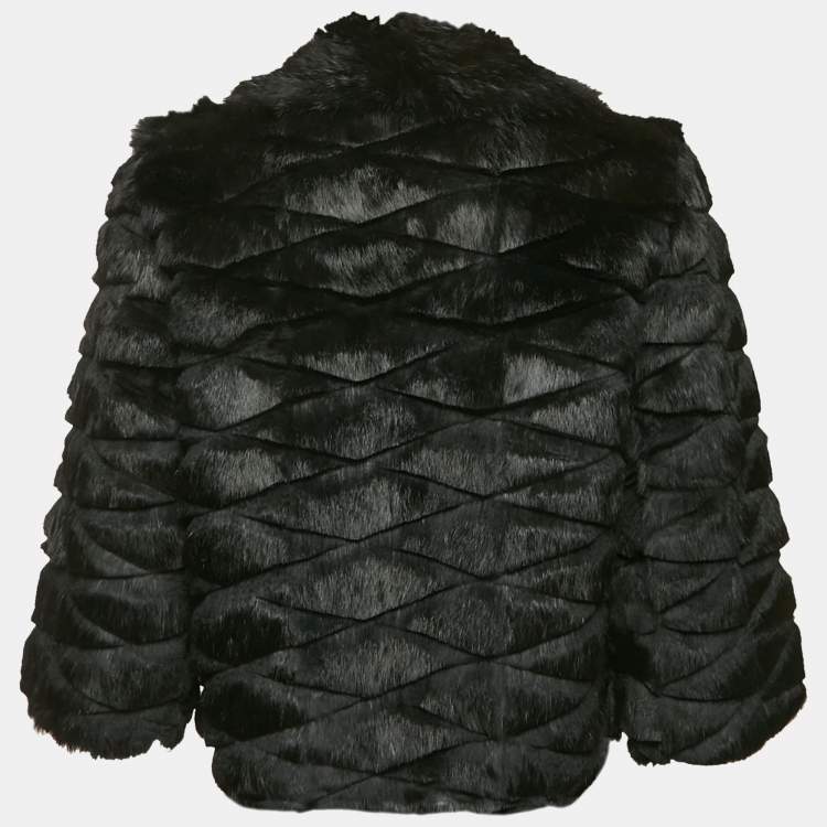 Pre Owned Versace Jeans Black Fur Coat S