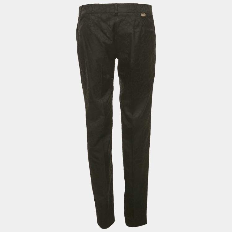 Pre Owned Versace Jeans Black Jacquard Cotton Blend Trousers M