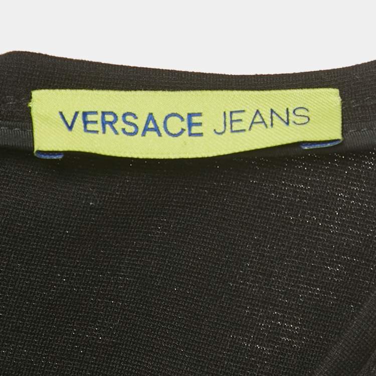 Pre Owned Versace Jeans Black Jersey Chain Belt Detail Mini Dress M