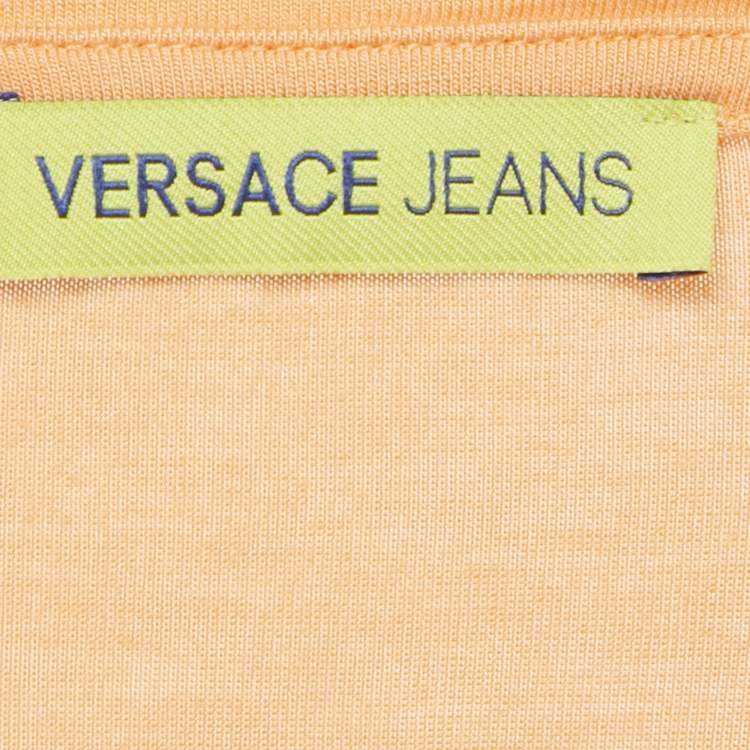 مملوكة مسبقًا Versace Jeans Orange Studded Jersey T-Shirt M