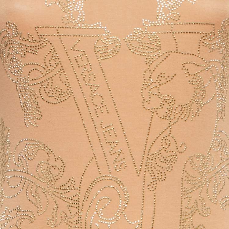 مملوكة مسبقًا Versace Jeans Orange Studded Jersey T-Shirt M