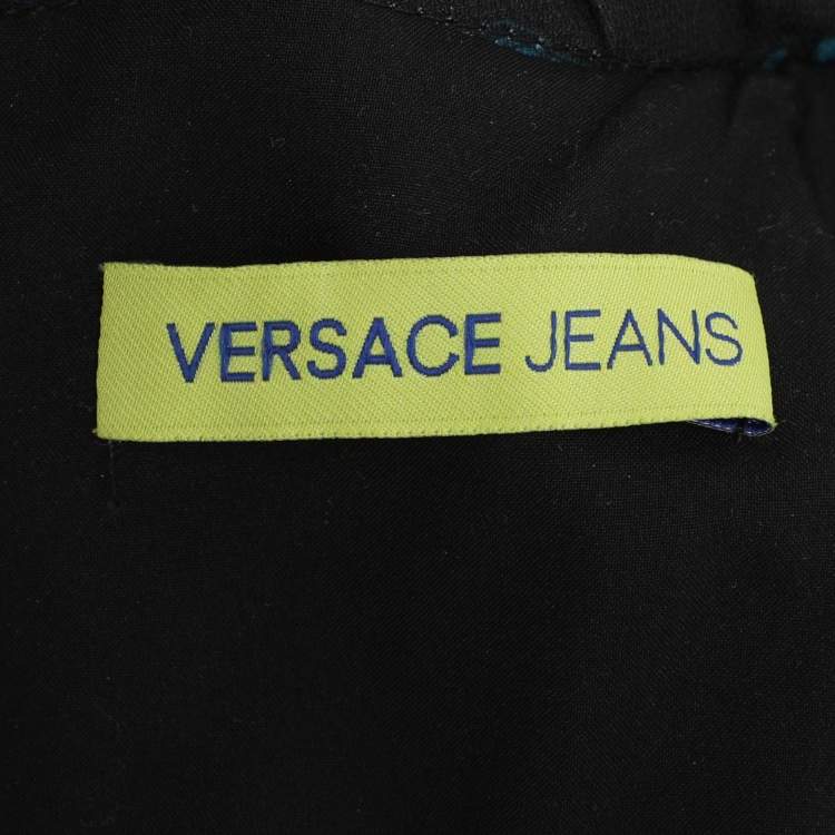 Pre Owned Versace Jeans Multicolor Printed Crepe Longs Sleeve Mini Dress M