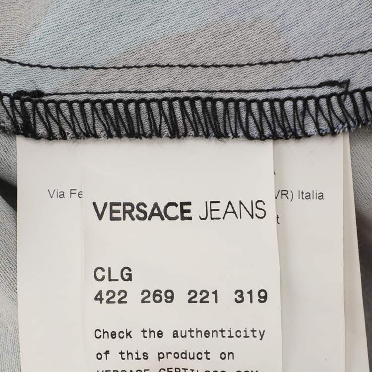 Pre Owned Versace Jeans Multicolor Printed Crepe Longs Sleeve Mini Dress M