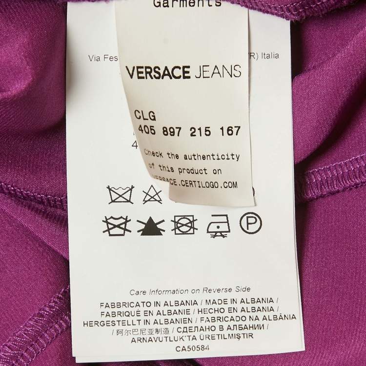 Pre Owned Versace Jeans Magenta Pink Silk Full Sleeve Shirt L