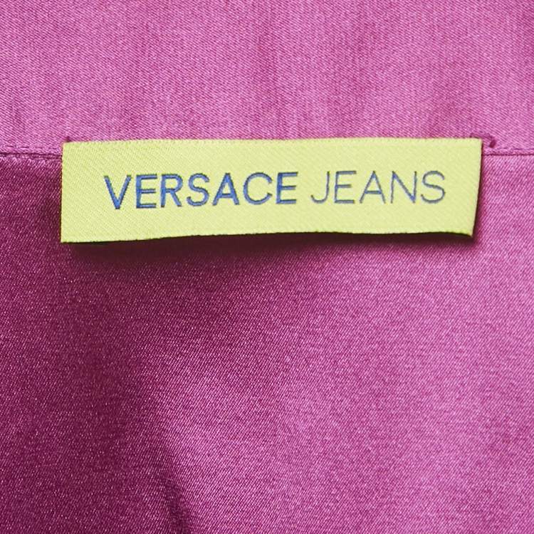 Pre Owned Versace Jeans Magenta Pink Silk Full Sleeve Shirt L