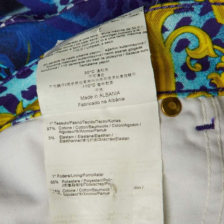 Pre Owned Versace Jeans Multicolor Printed Cotton Skinny Fit Jeans S