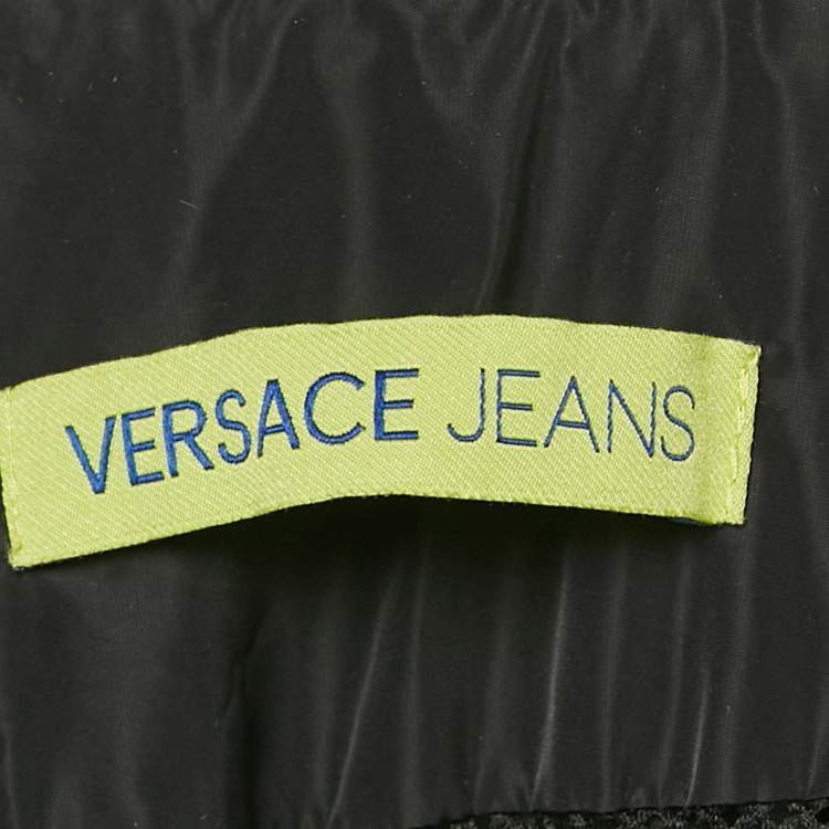 Pre Owned Versace Jeans Black Side Stripe Synthetic Zip-Up Jacket M