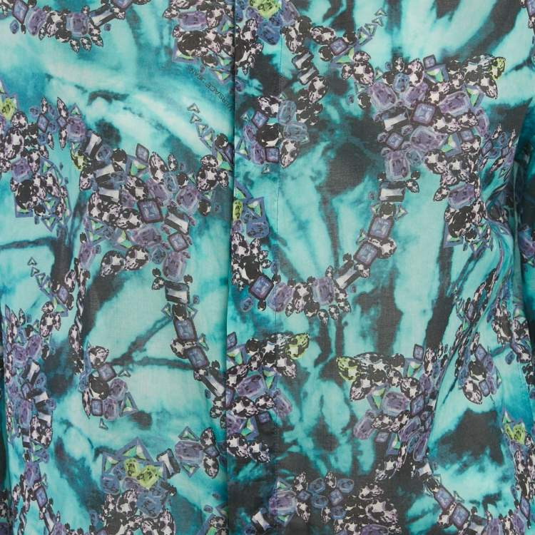 Pre Owned Versace Jeans Blue Gems Print Cotton Shirt L