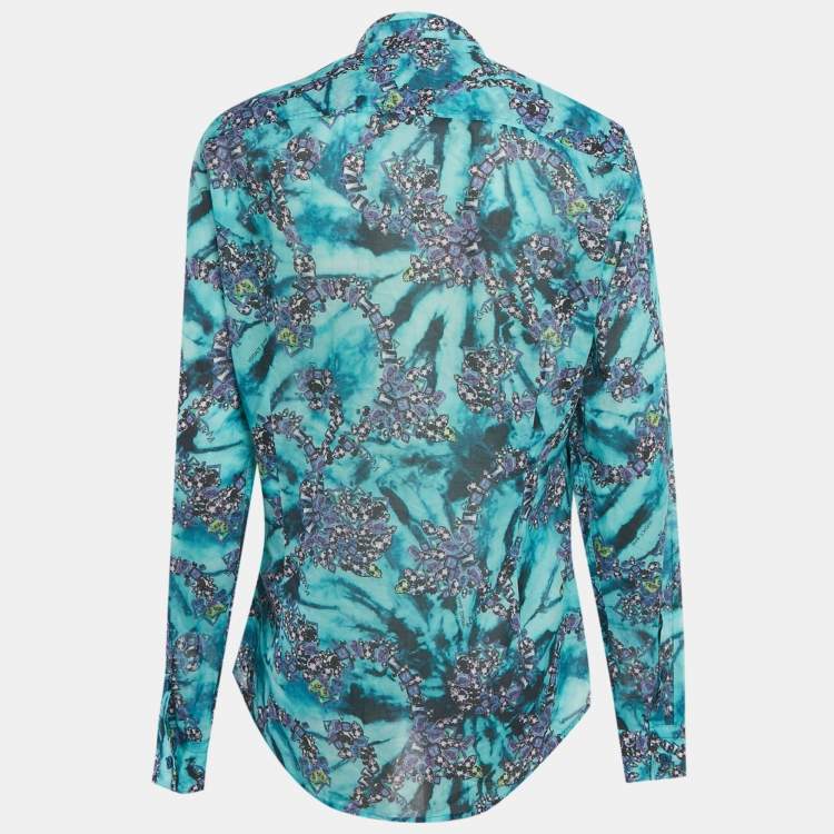 Pre Owned Versace Jeans Blue Gems Print Cotton Shirt L