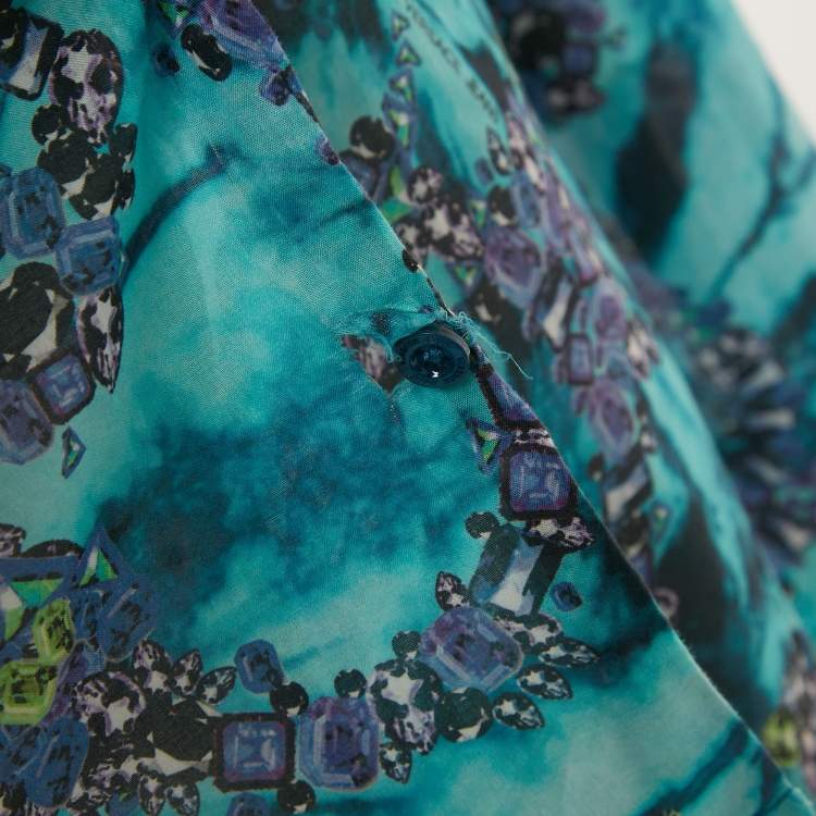 Pre Owned Versace Jeans Blue Gems Print Cotton Shirt L