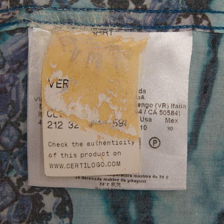 Pre Owned Versace Jeans Blue Gems Print Cotton Shirt L