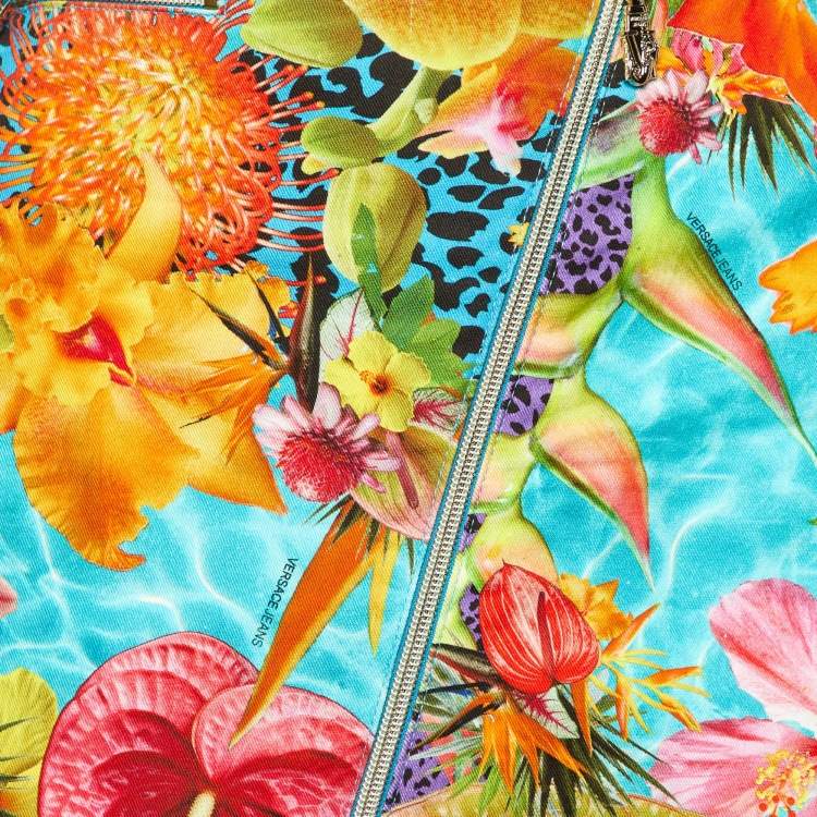 Pre Owned Versace Jeans Multicolor Floral Print Cotton Mini Skirt L