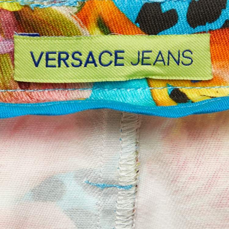 Pre Owned Versace Jeans Multicolor Floral Print Cotton Mini Skirt L
