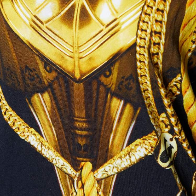 Pre Owned Versace Jeans Black & Gold Chain Link Print Long Sleeve T-Shirt S