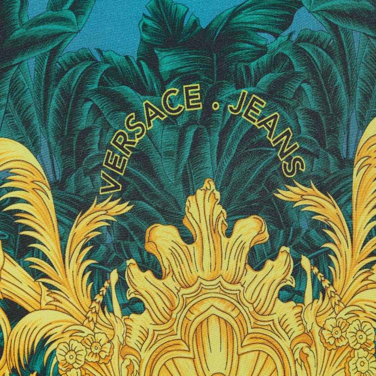 Pre Owned Versace Jeans Multicolor Printed Jersey Pencil Skirt S