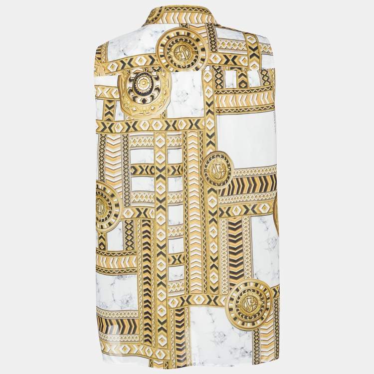 مملوكة مسبقًا Versace Jeans Gold Baroque Printed Chiffon Sleeveless Shirt L