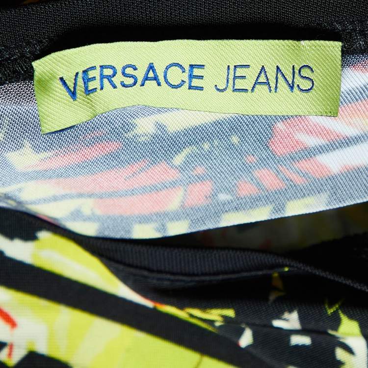 Pre Owned Versace Jeans Black Printed Jersey Tank Top M