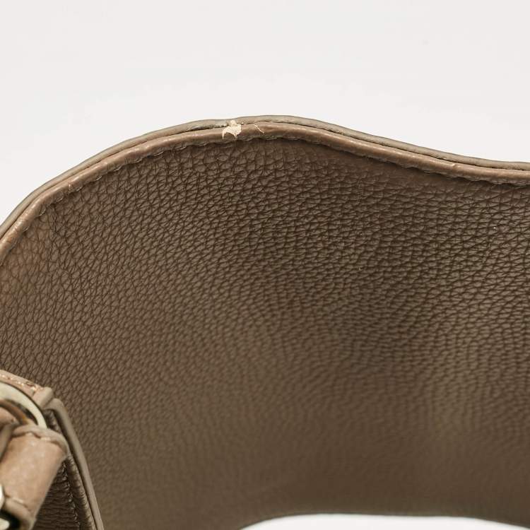 Pre Owned Versace Jeans Brown Leather Logo Flap Shoulder Bag