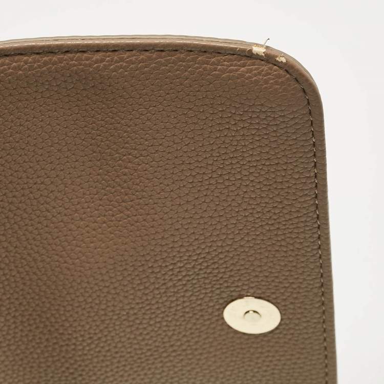 Pre Owned Versace Jeans Brown Leather Logo Flap Shoulder Bag
