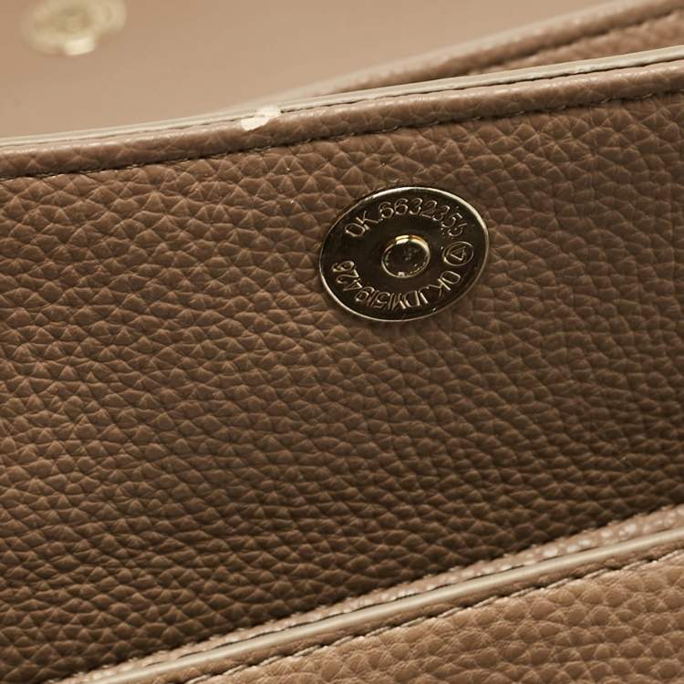 Pre Owned Versace Jeans Brown Leather Logo Flap Shoulder Bag