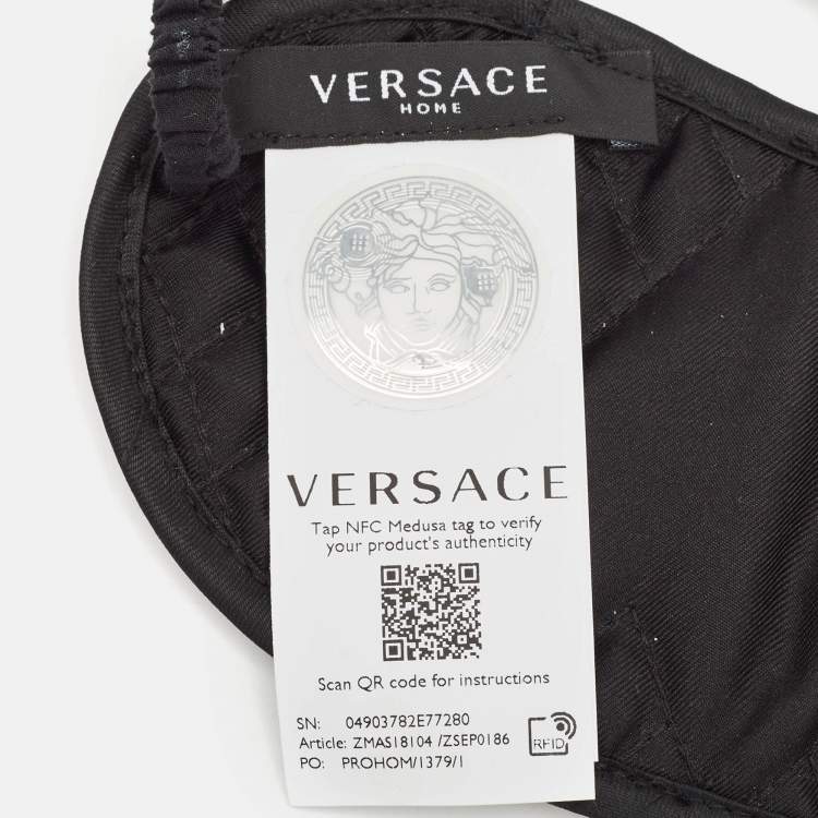 Pre Owned Versace Black Crete de Fleur Silk Sleep Mask