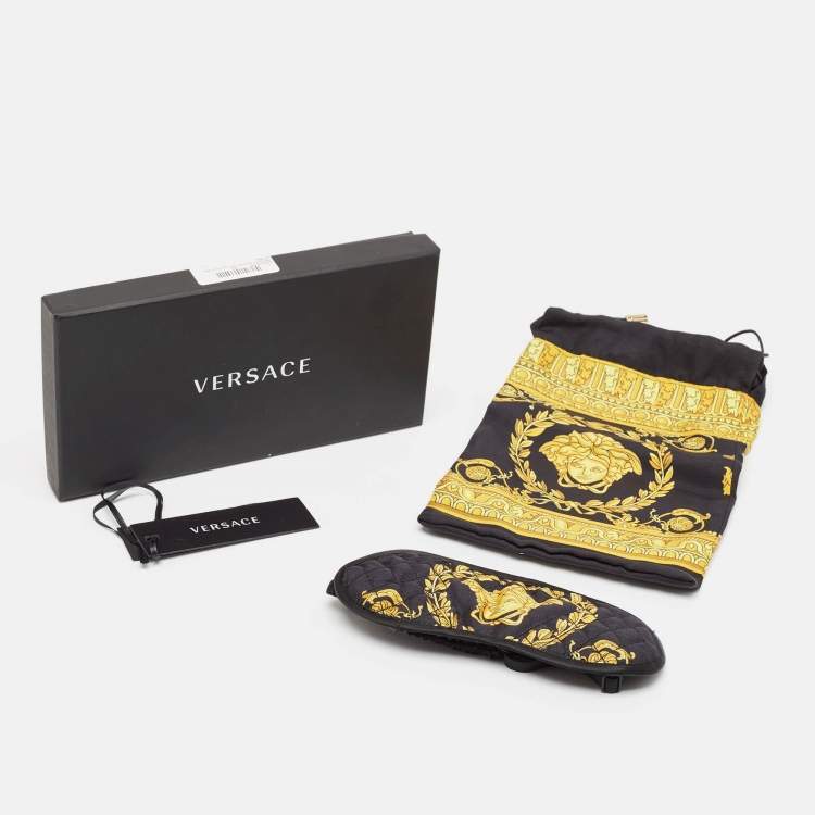Pre Owned Versace Black Crete de Fleur Silk Sleep Mask