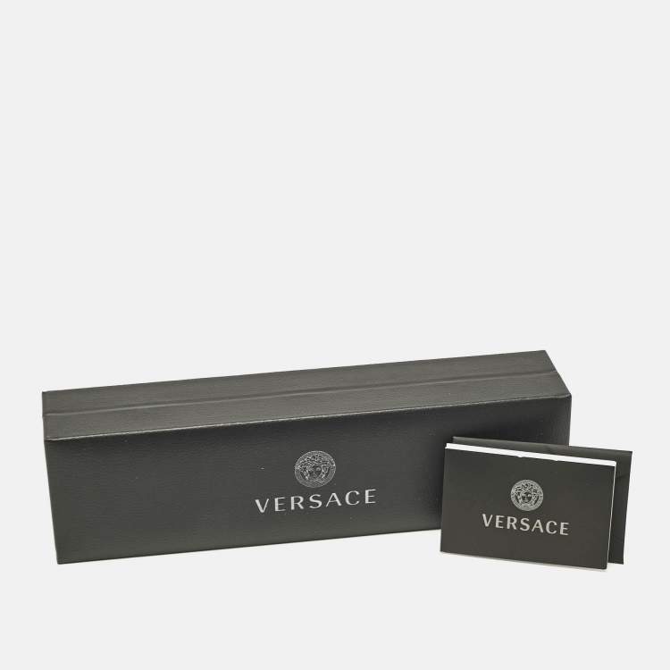 Pre Owned Versace Logo Leather Gold Tone Bracelet