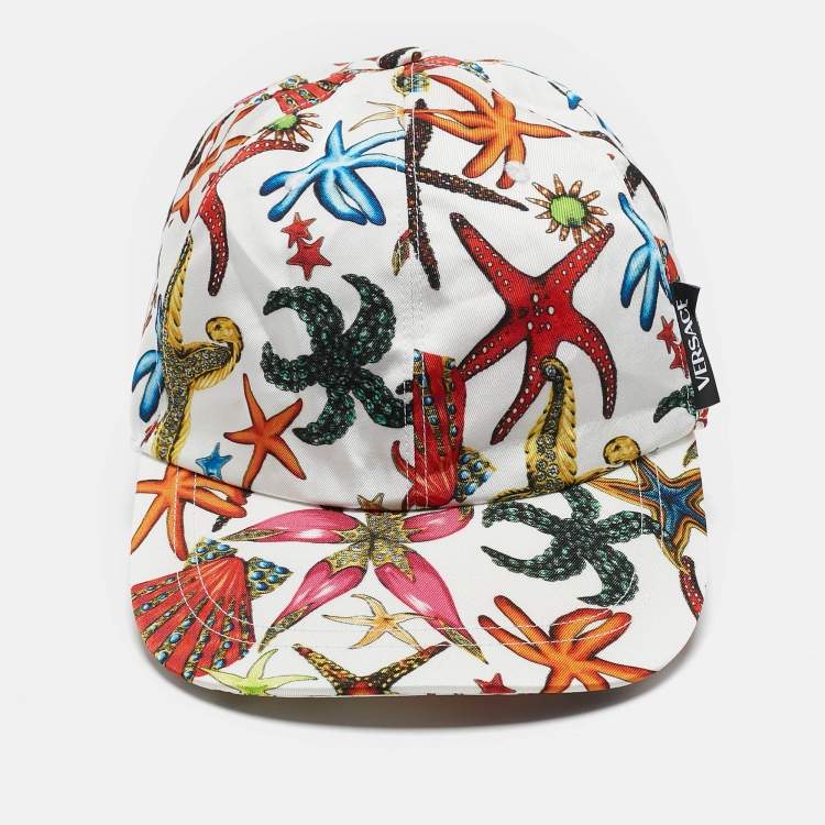 Pre Owned Versace White Printed Trésor de la Mer Cap