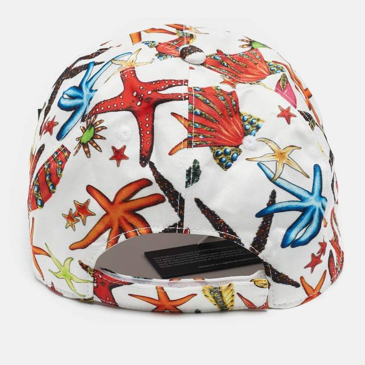 Pre Owned Versace White Printed Trésor de la Mer Cap
