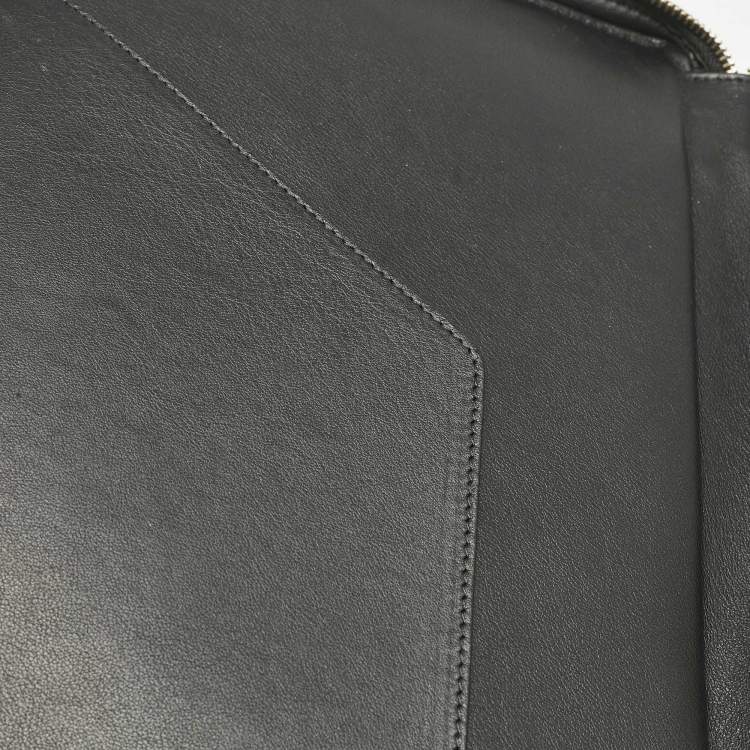 Pre Owned Versace Black/Yellow Leather Baroque Printed Zip Around iPad Case