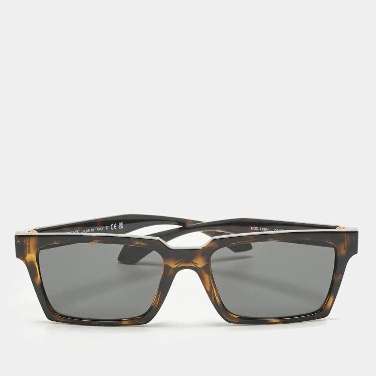 Pre Owned Versace Tortoise Brown MOD 4490 U Medusa Rectangle Sunglasses