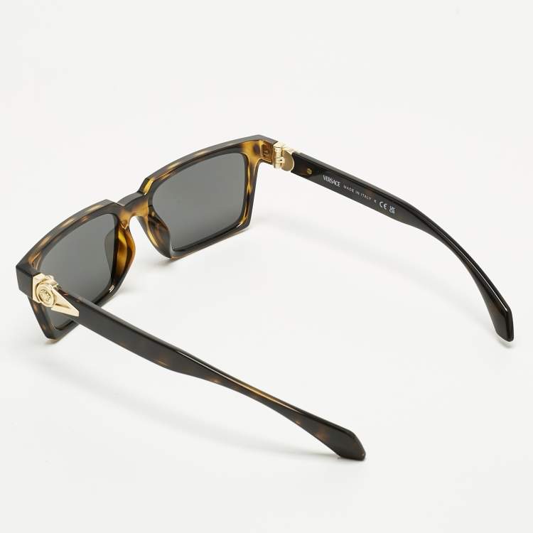 Pre Owned Versace Tortoise Brown MOD 4490 U Medusa Rectangle Sunglasses