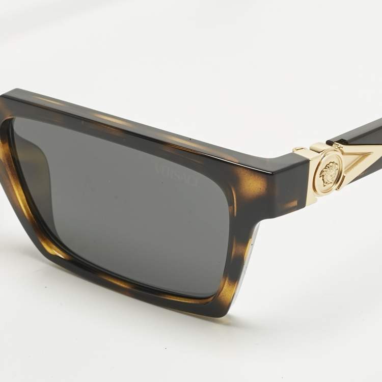 Pre Owned Versace Tortoise Brown MOD 4490 U Medusa Rectangle Sunglasses