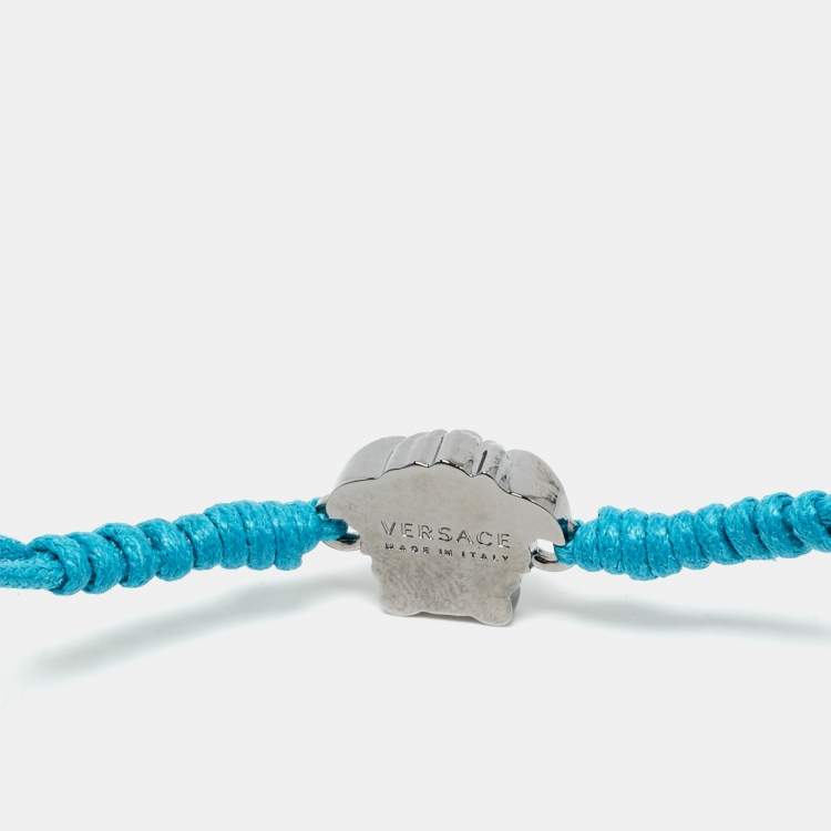 Pre Owned Versace Medusa Gunmetal Tone Cord Bracelet