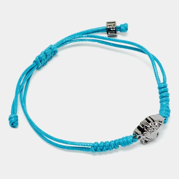 Pre Owned Versace Medusa Gunmetal Tone Cord Bracelet