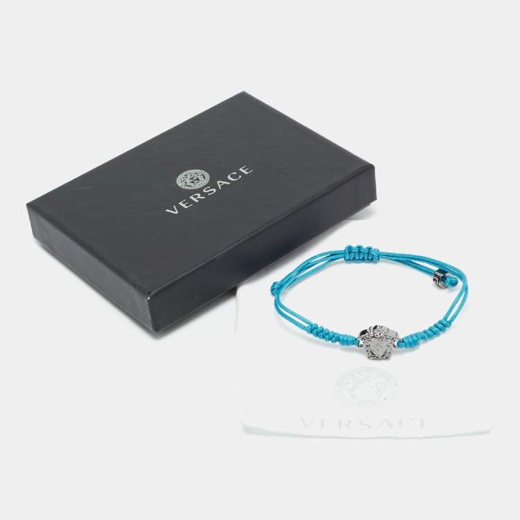 Pre Owned Versace Medusa Gunmetal Tone Cord Bracelet