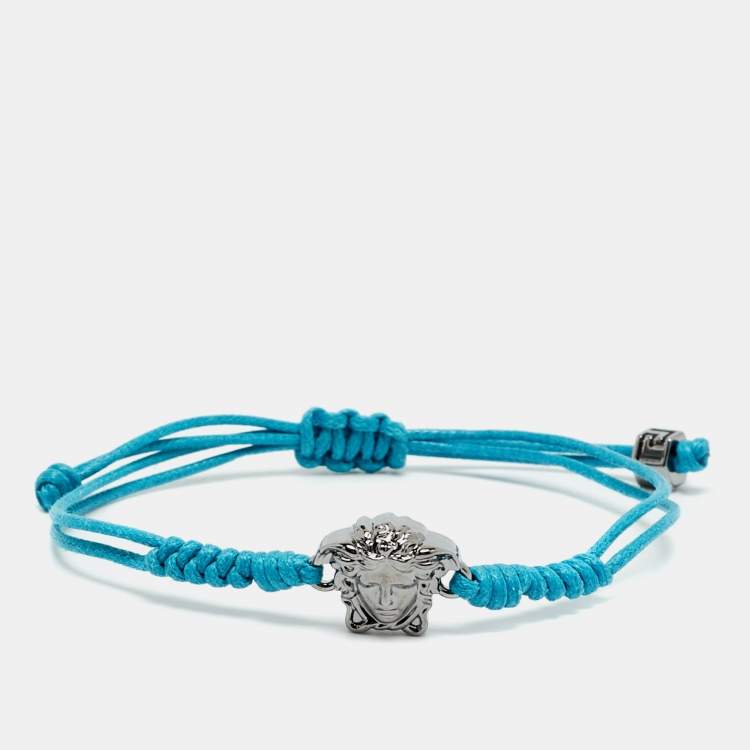 Pre Owned Versace Medusa Gunmetal Tone Cord Bracelet