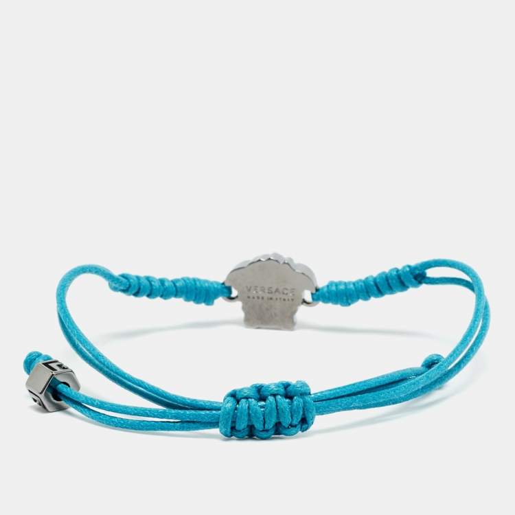 Pre Owned Versace Medusa Gunmetal Tone Cord Bracelet
