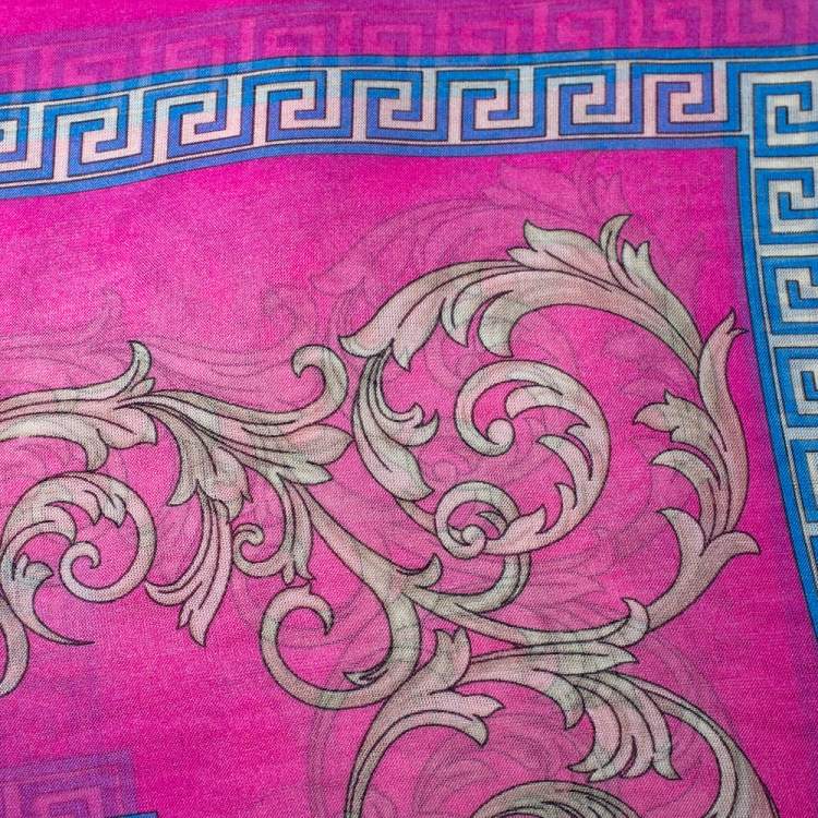 Pre Owned Versace Pink Baroque Print Silk Scarf